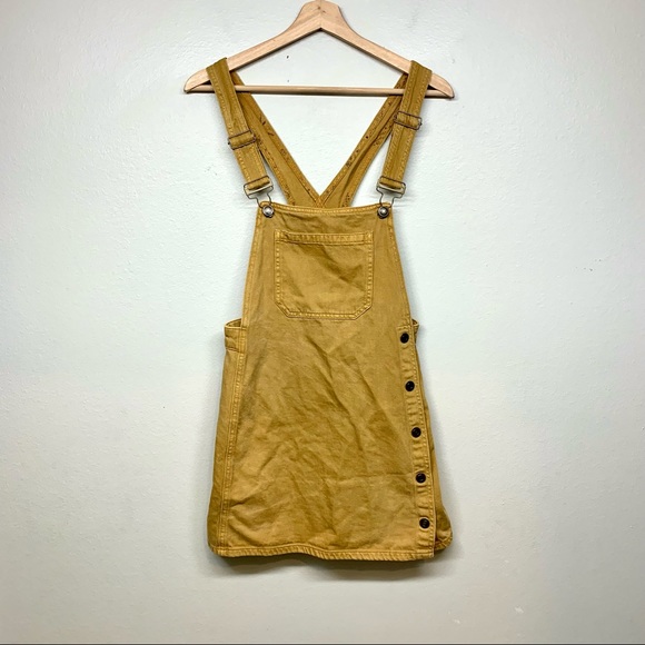 Free People Pants - Free People Mustard Yellow Button-Side Denim Pinafore Jumper